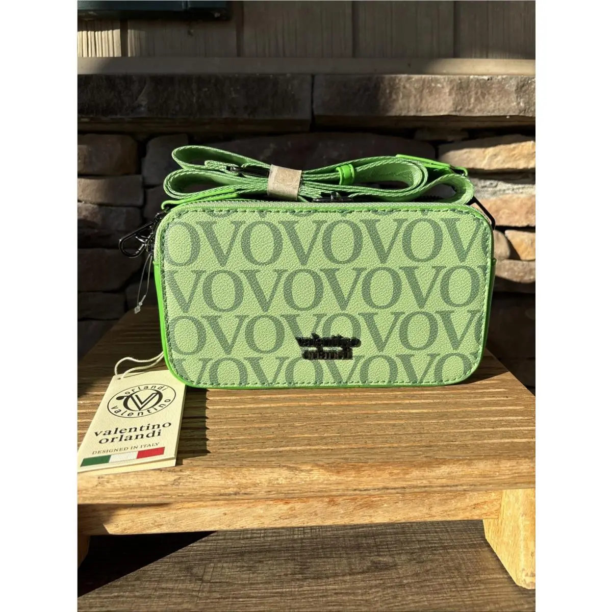 Valentino Orlandi Green Crossbody Shoulder Strap 2 Zipper Close