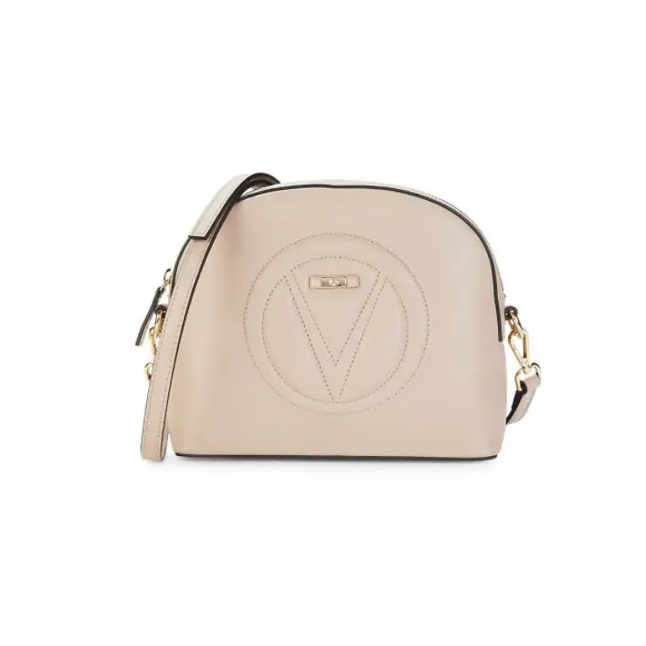 Valentino Diana VA2702 Crossbody Zip Bag Rose Leather Logo Made IN Italy