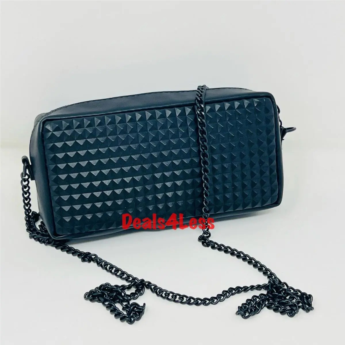 Valentino V Logo Studded Clutch Bag Phone Pouch W/chain Shoulder Strap Black