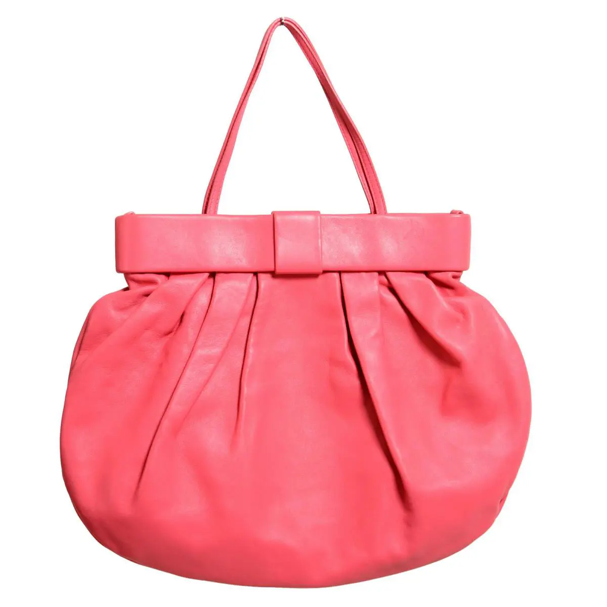 Red Valentino Women`s Pink Leather Bow Decorated Handbag Shoulder Bag