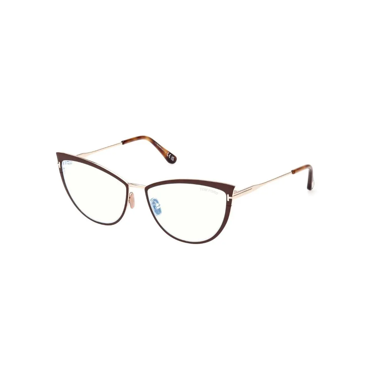 Tom Ford FT5877-B 046 Matte Light Brown/gold/clear Blue Light Block 56mm