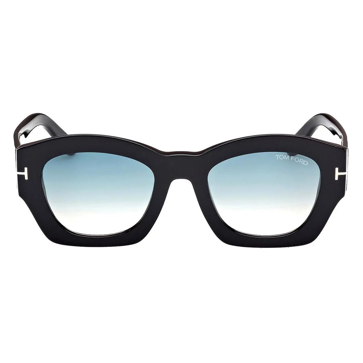 Tom Ford Guilliana FT1083 Sunglasses Female Shiny Black 52mm - Frame: Shiny Black, Lens: Gradient Green