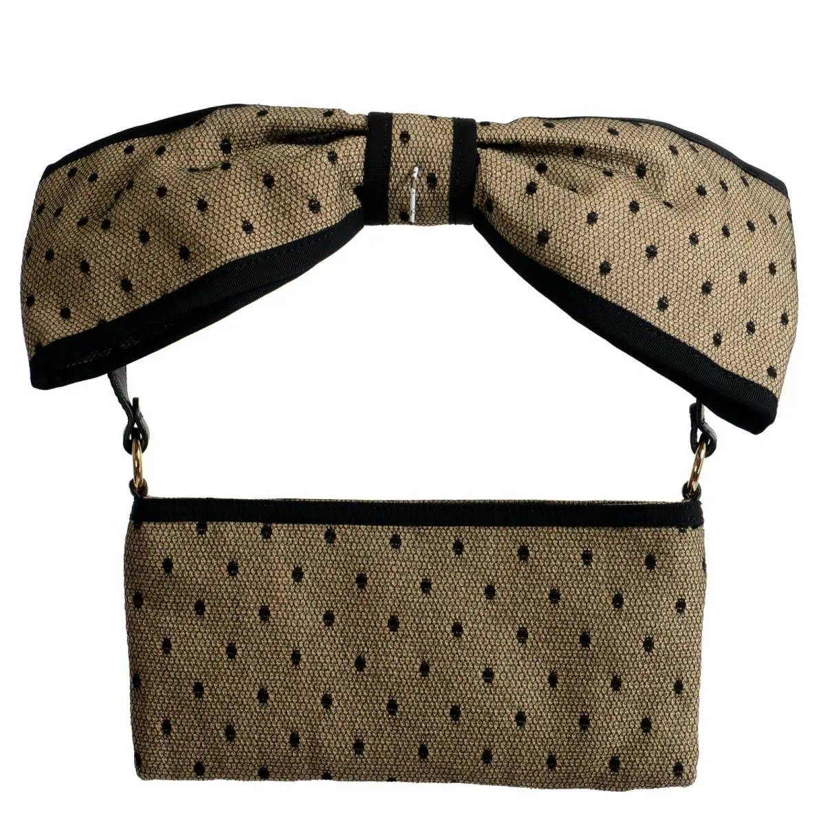 Red Valentino Women`s Beige Black Canvas Shoulder Bag Clutch