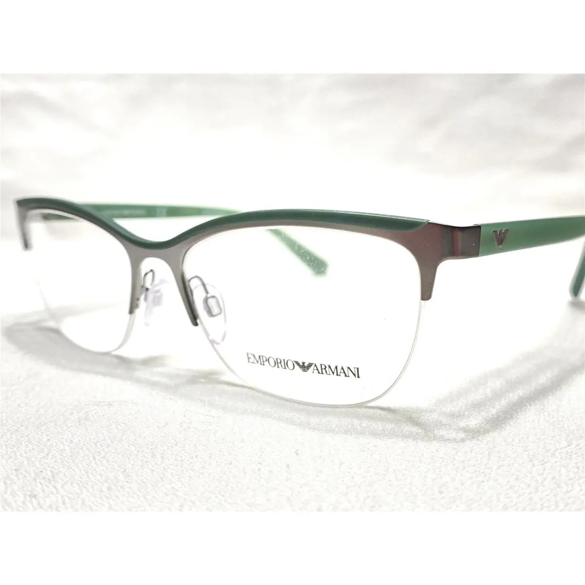Emporio Armani EA1068 3010 Womens Grey/green Half Rim Eyeglasses Frames 53mm