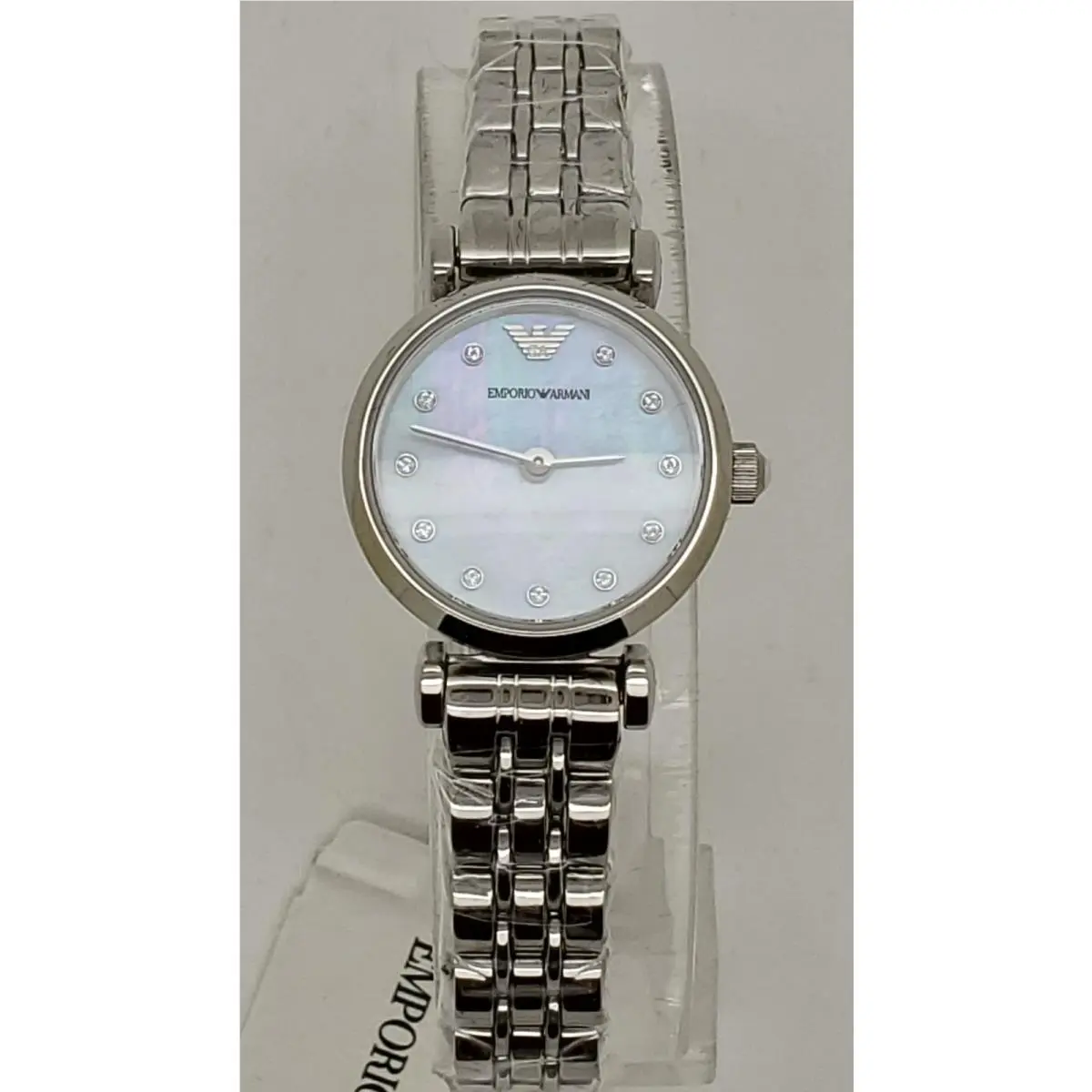 AR1961 Silver Tone Blue Mop Dial Womens Retro Classic Dress Watch by Emporio Armani