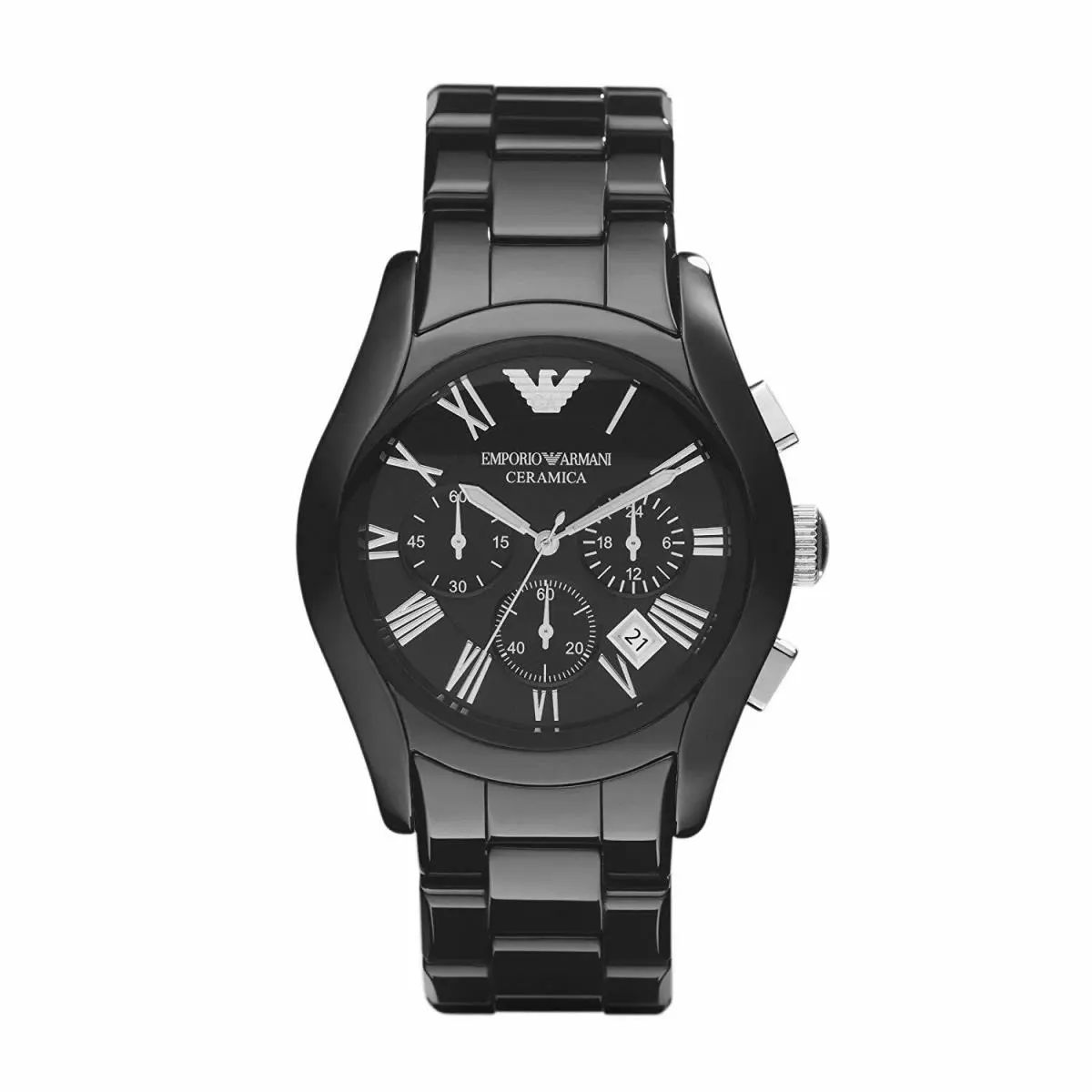 Emporio Armani AR1400 Ceramica Chronograph Date Black Men`s Watch