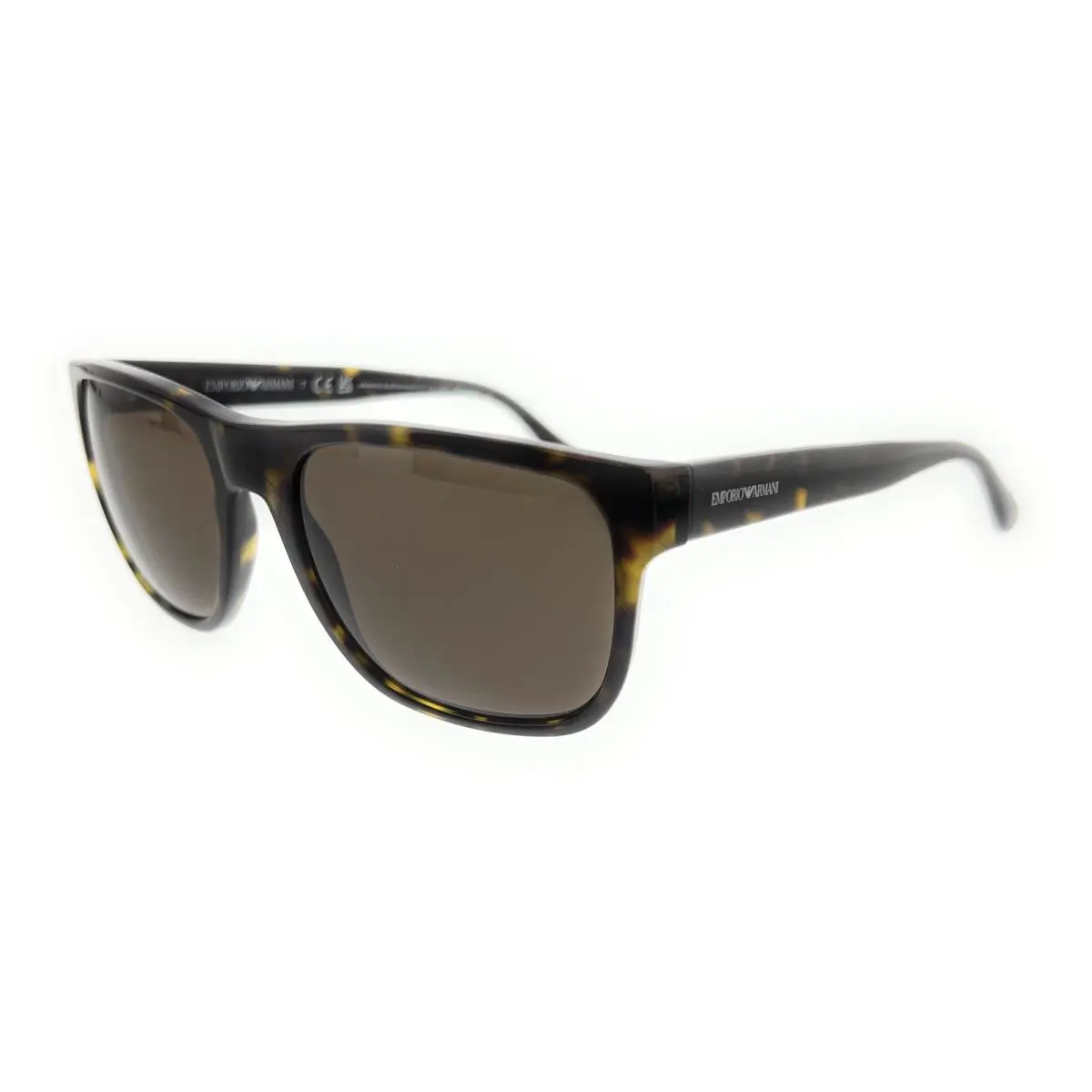 0EA4163 587973 Shiny Havana Square Sunglasses by Emporio Armani