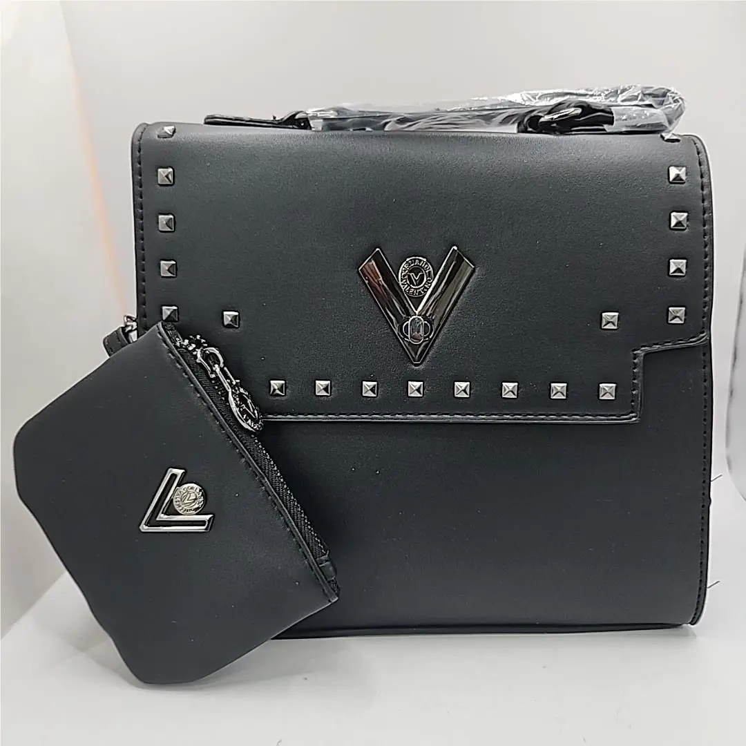 Valentino Orlandi Vegan Leather Crossbody Bags. Black 9.5 W x 8.5 H x 4 D