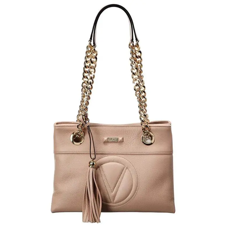 Valentino Kali VA7101 Tassel Bag Chain Shoulder Tote Lavender Leather Made Italy