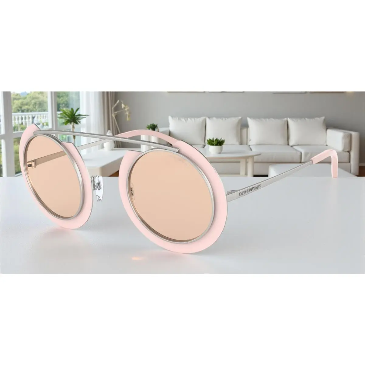 Emporio Armani EA2104 332773 Matte Silver Pink Brown 47 mm Women`s Sunglasses