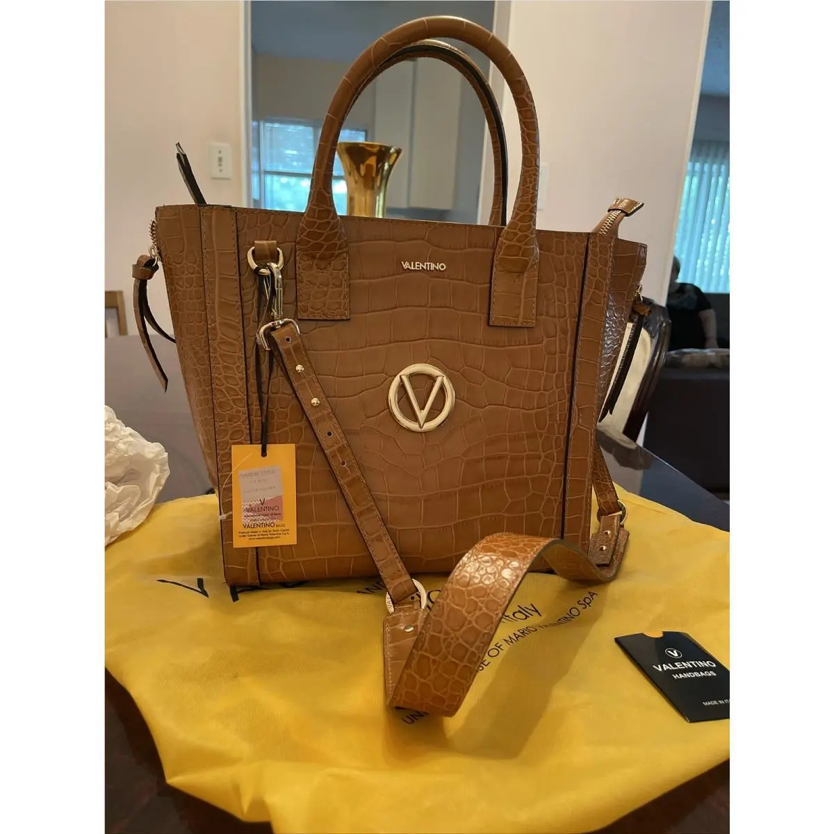Charmont Crocodile-embossed Leather Convertible Tote by Valentino