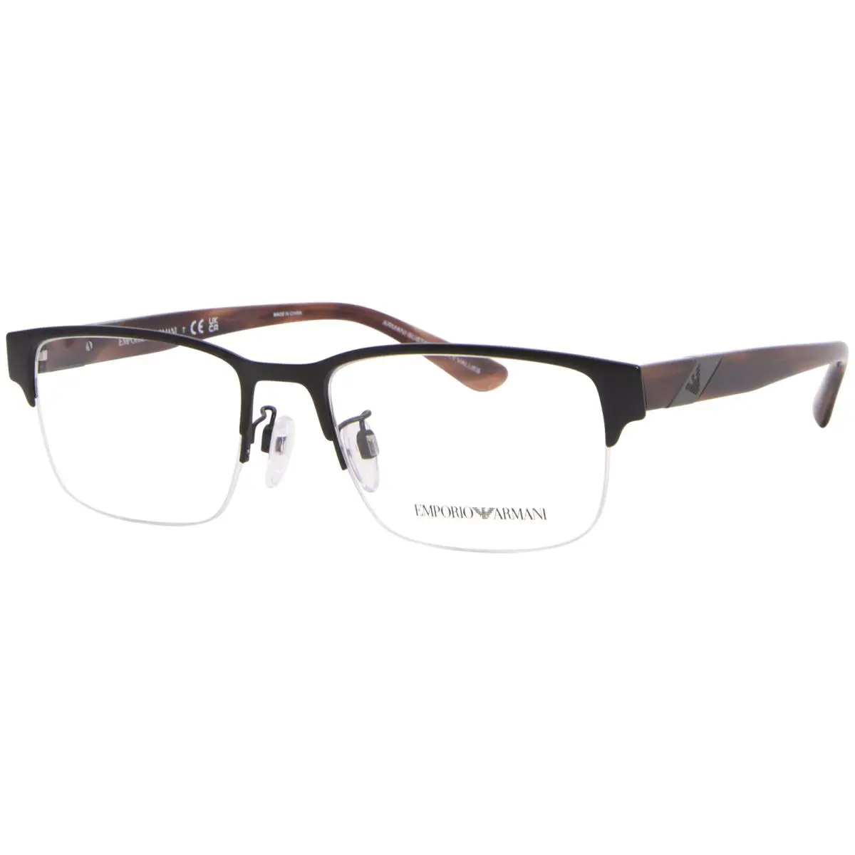 EA1129 3192 Eyeglasses Men`s Matte Black Semi Rim 53mm by Emporio Armani