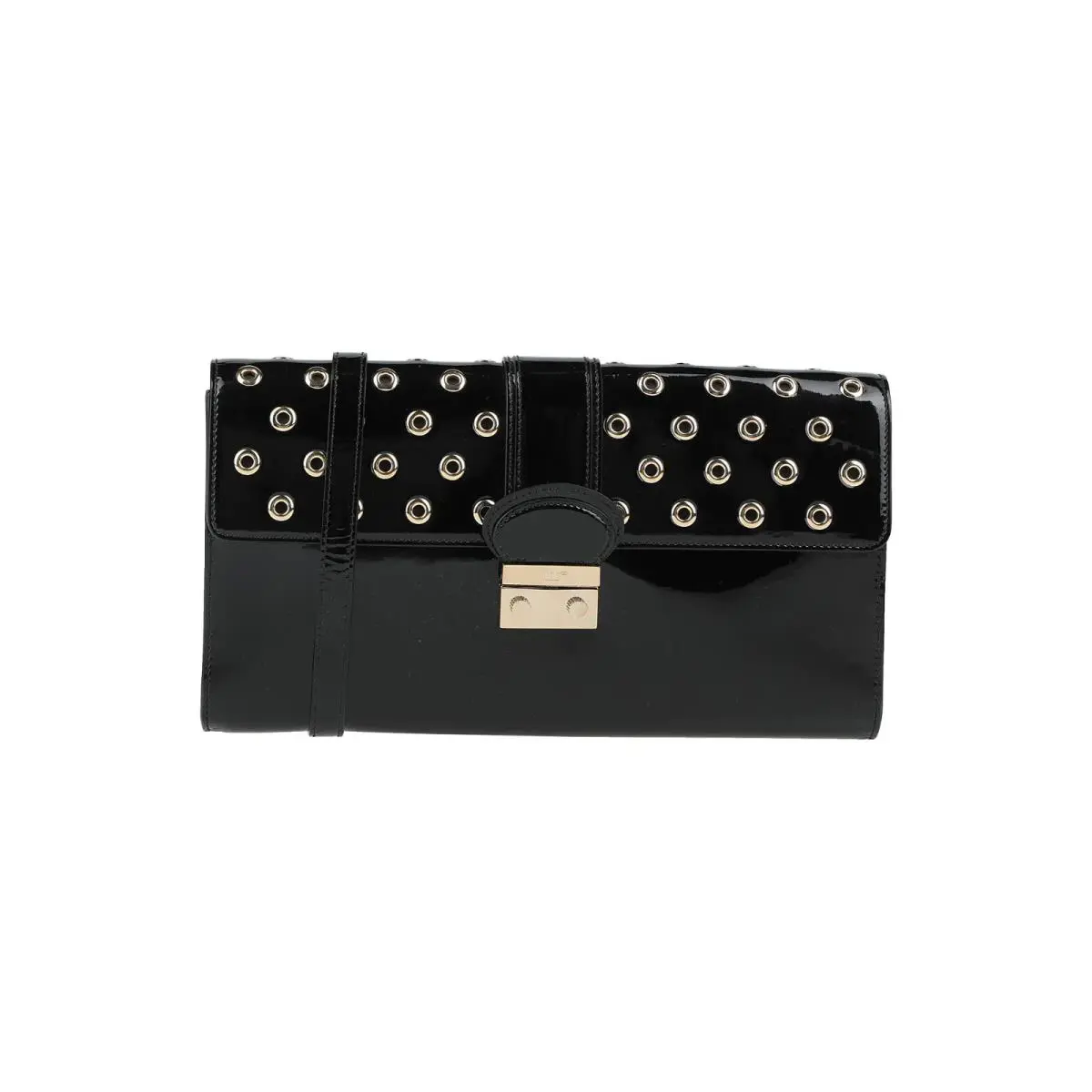 Red  Grommet Eyelet Studded Leather Bag/ Purse/ Clutch Black by Valentino