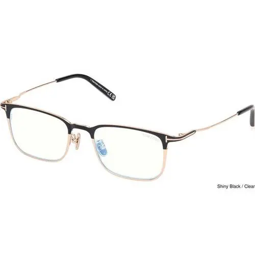 Tom Ford FT5929-D-B 001 Shiny Black Blue Block Lens Eyeglasses - Frame: Black