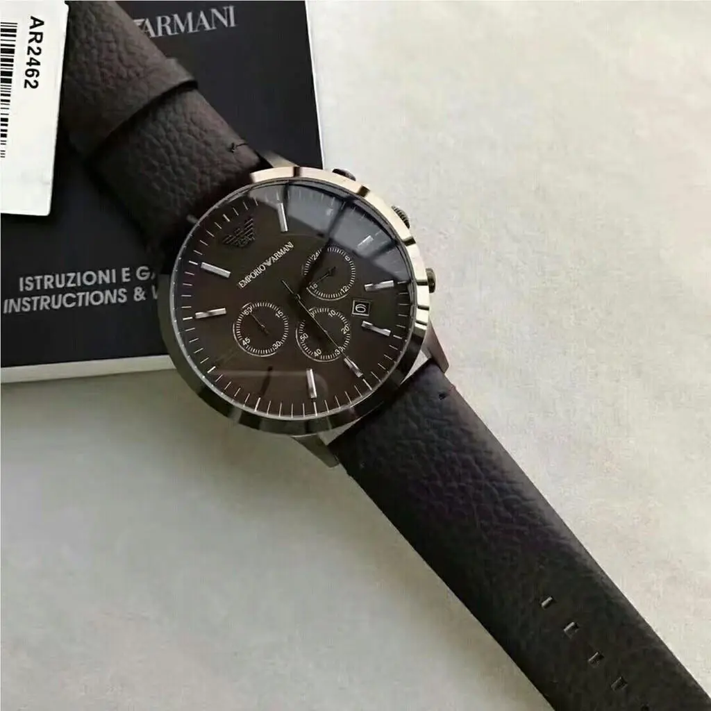 Emporio Armani Brown Leather Strap Men`s Watch AR2462