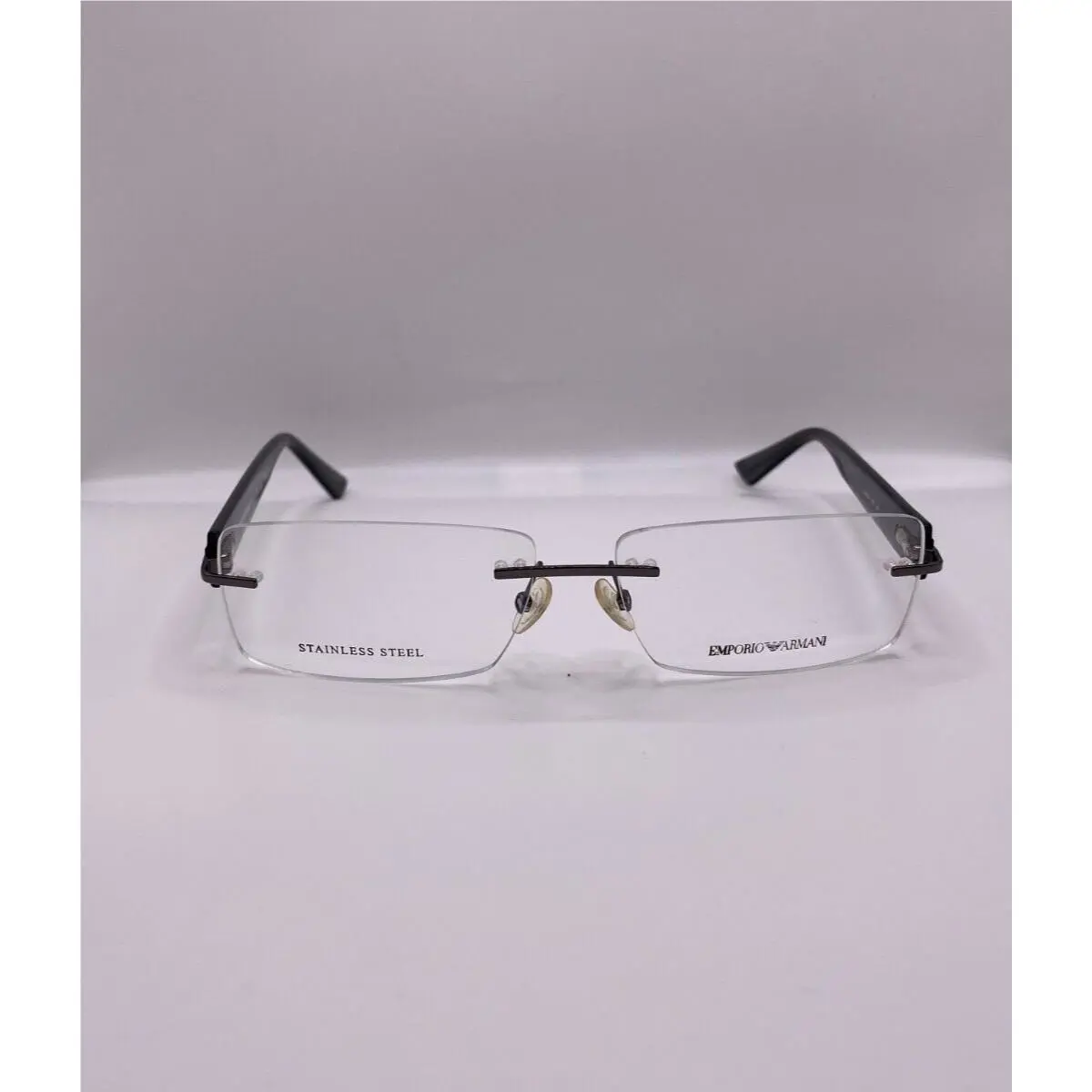 EA 9655 P08 Black Gray Rimless Eyeglasses Steel Frame 55-13-140 by Emporio Armani