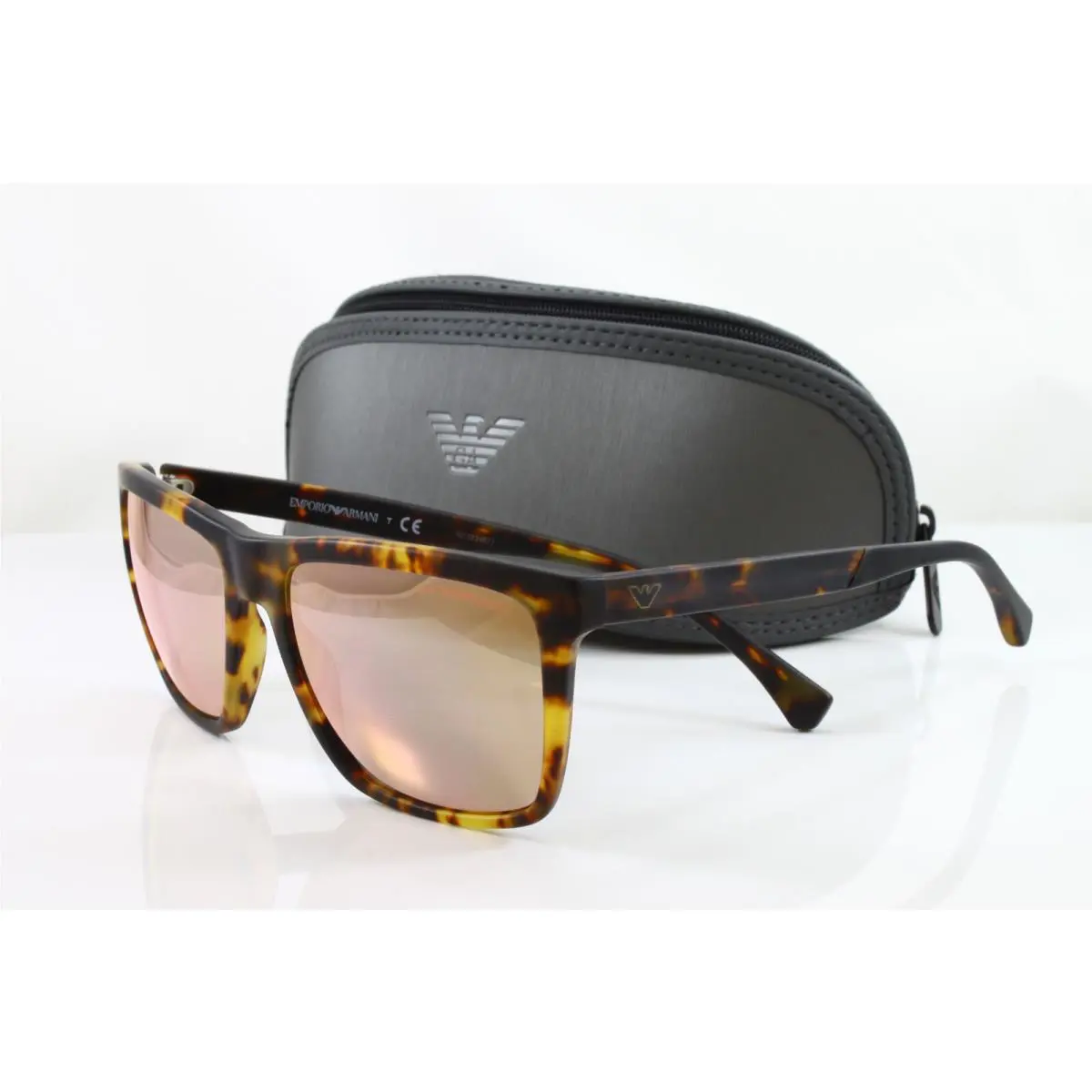 Emporio Armani Sunglasses Men`s Square EA4117 57044Z Matte Blonde Havana 57mm