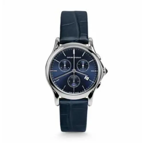 Emporio Armani ARS6003 Classic Blue Dial Blue Alligator Strap Watch - Dial: Blue, Band: Blue