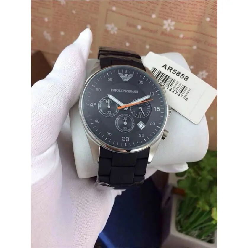Emporio Armani AR5858 Men`s Black Silicone-stainless Steel Watch