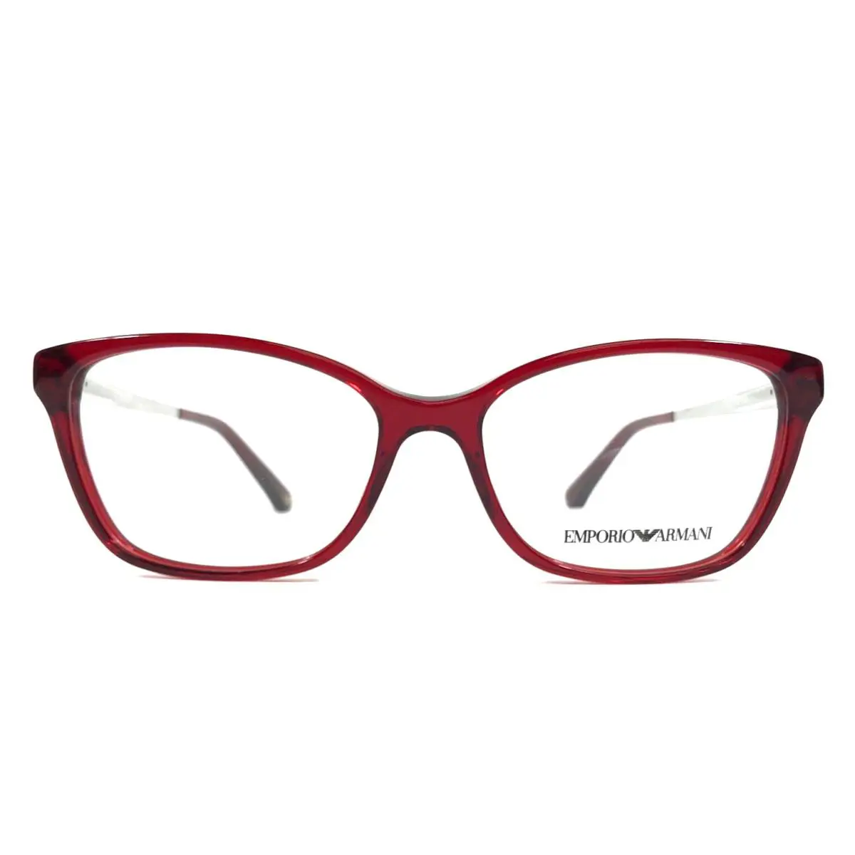 Emporio Armani Eyeglasses Frames EA3026 5966 Red Silver Cat Eye 52-16-140