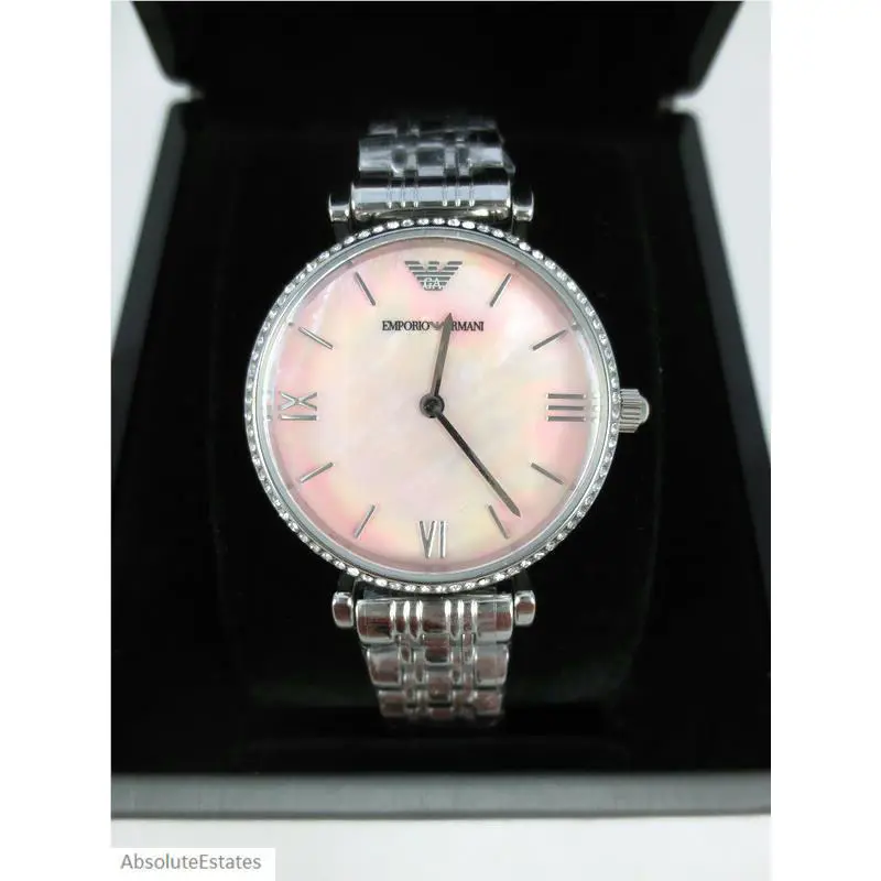 Emporio Armani Pink Mop Silver Stainless Steel Ladies Watch AR1779