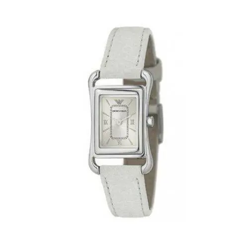AR5523 Silver Tone Beige Dial White Leather Strap Womens Watch by Emporio Armani