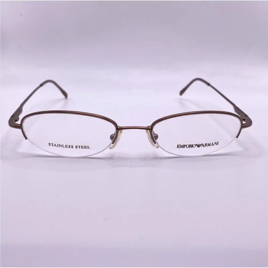 Emporio Armani EA9172 800 Brown Metal Semi Rim Eyeglasses Frame 47-18-135 Italy