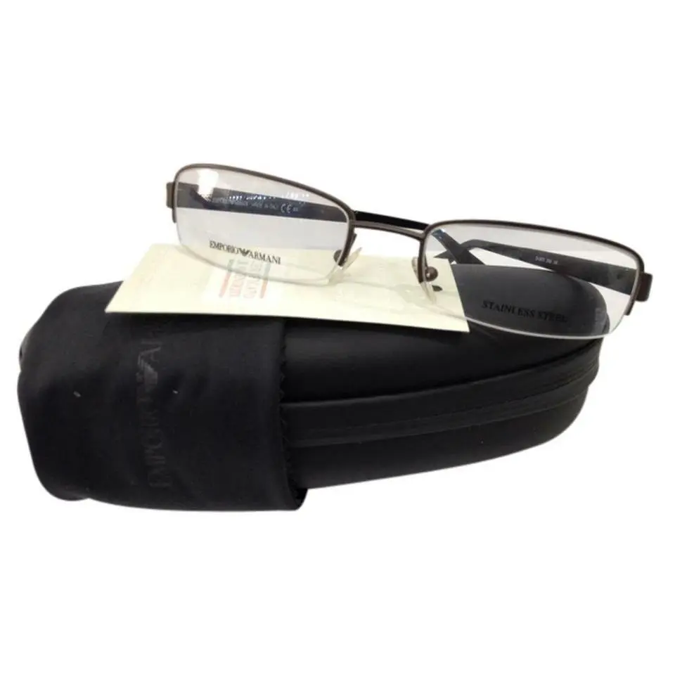 Emporio Armani EA9675 2NM Matte Brown Metal Semi Rim Eyeglasses 51-19-140 Italy