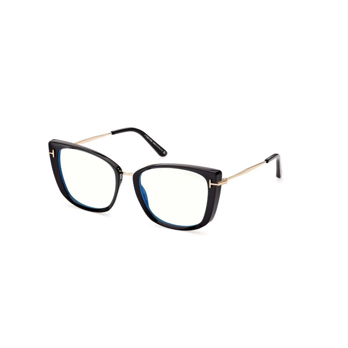 FT5816-B 001 Shiny Black/gold/clear Blue Light Block 53MM by Tom Ford