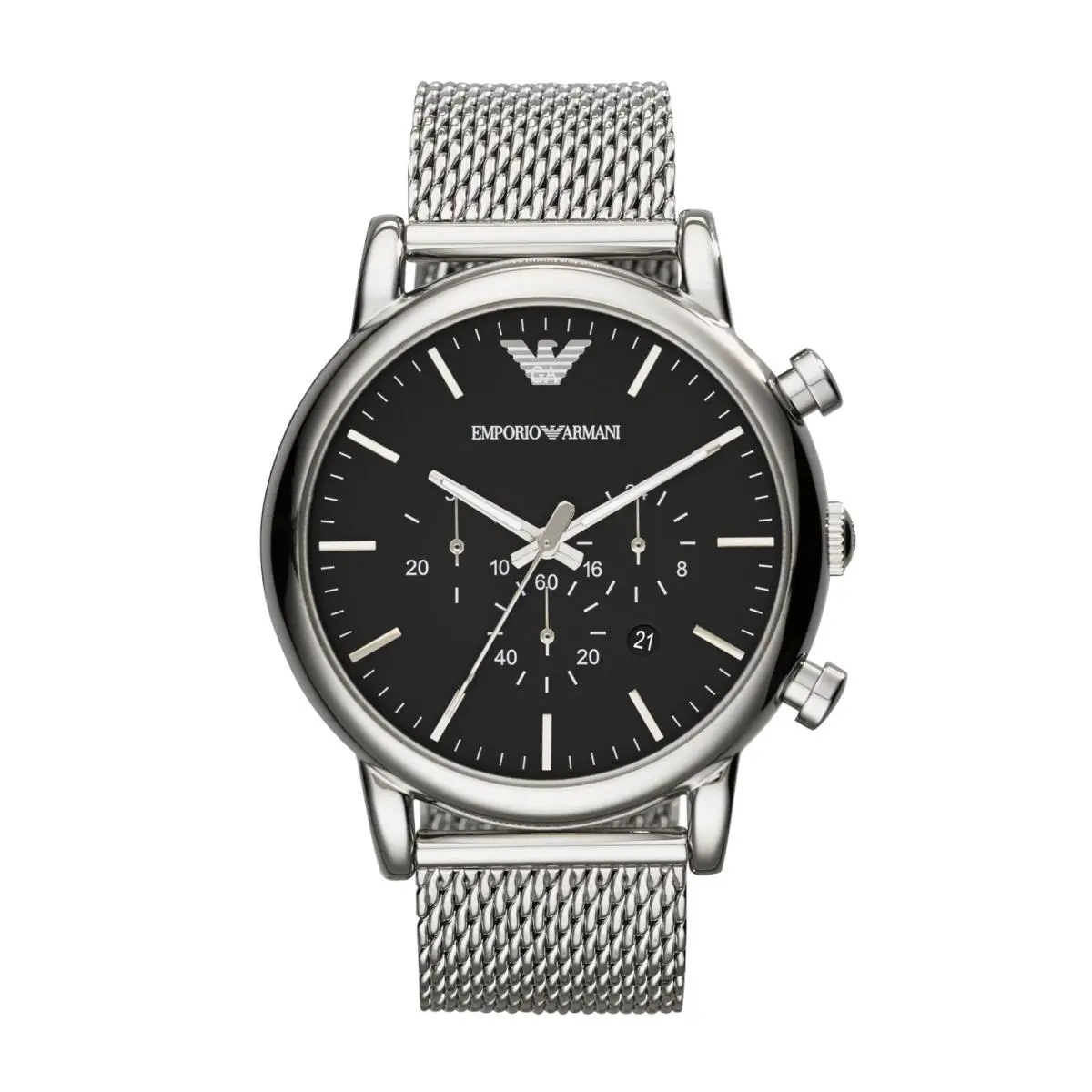 Emporio Armani Black Silver AR1808 Mens Chronograph Watch