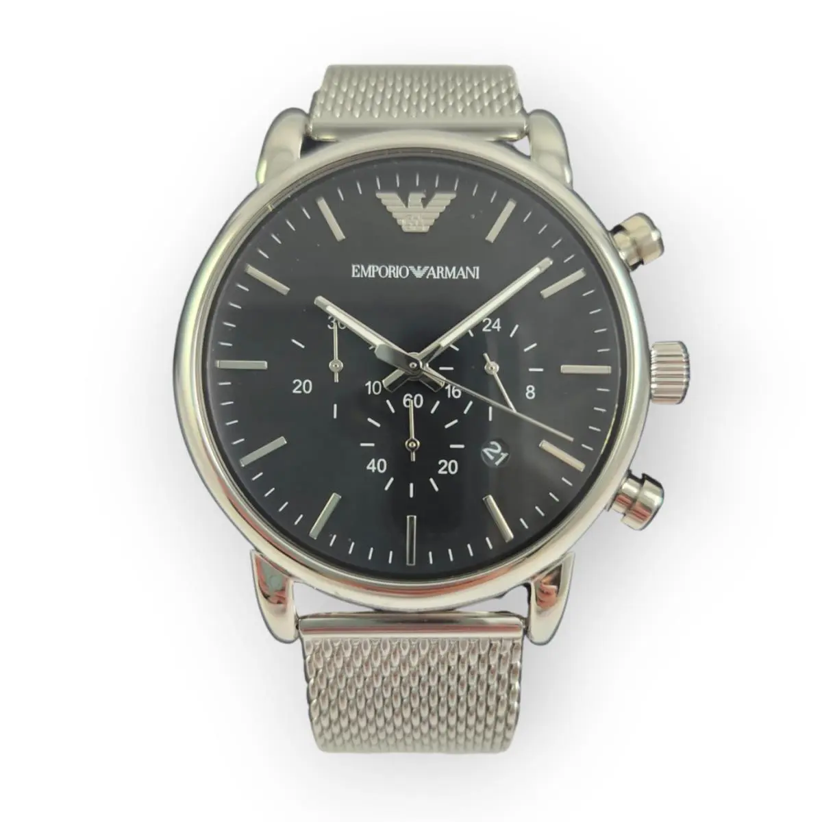 Black Silver AR1808 Mens Chronograph Watch by Emporio Armani
