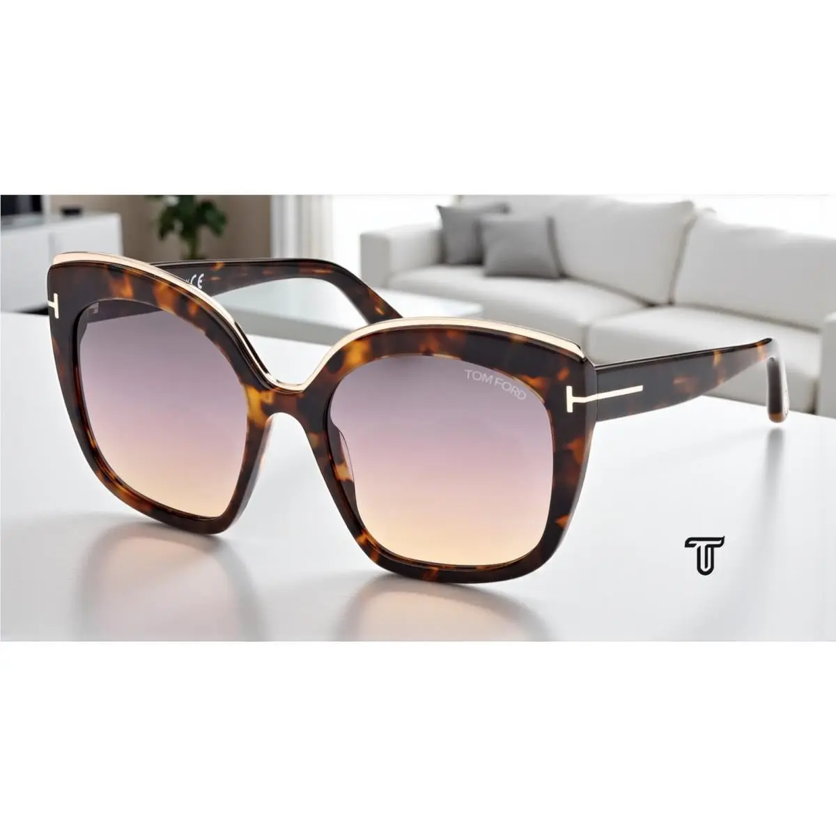FT0944 55B Chantalle Butterfly Havana Grad Smoke 55 Women`s Sunglasses by Tom Ford