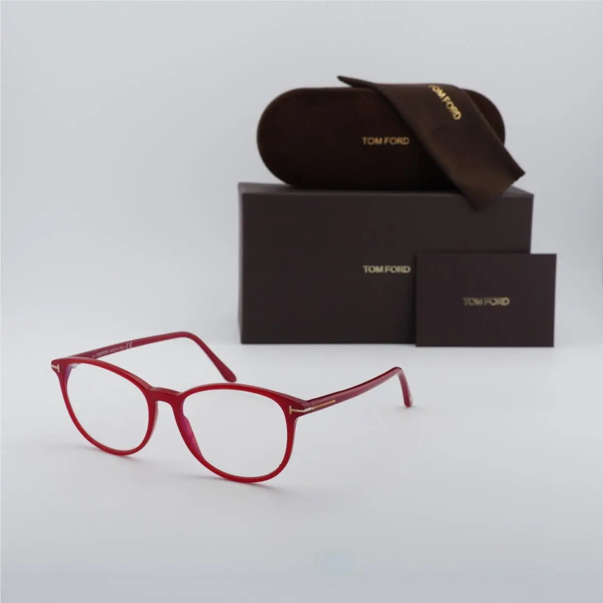 Tom Ford FT5810-B 074 Shiny Light Red/clear Blue Light Block 53MM