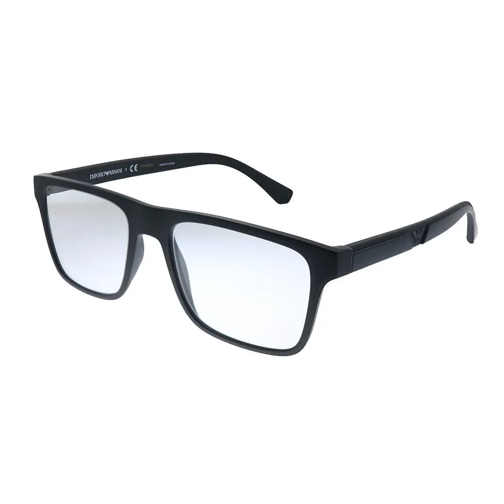 EA 4115 5801 Matte Black Plastic Sunglasses Clear Clip On Lens by Emporio Armani