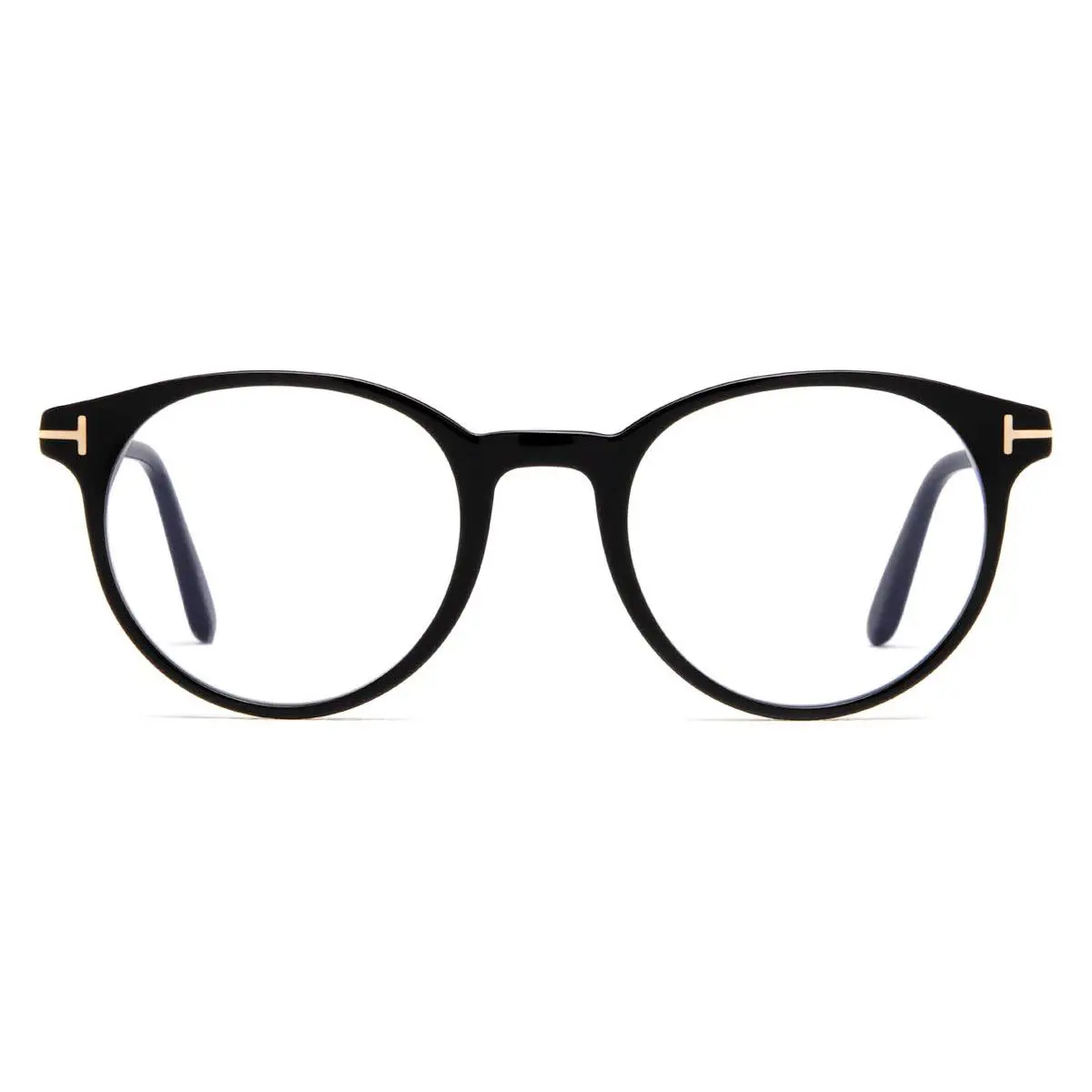 Tom Ford FT5695-B Eyeglasses Men Shiny Black Round 49mm
