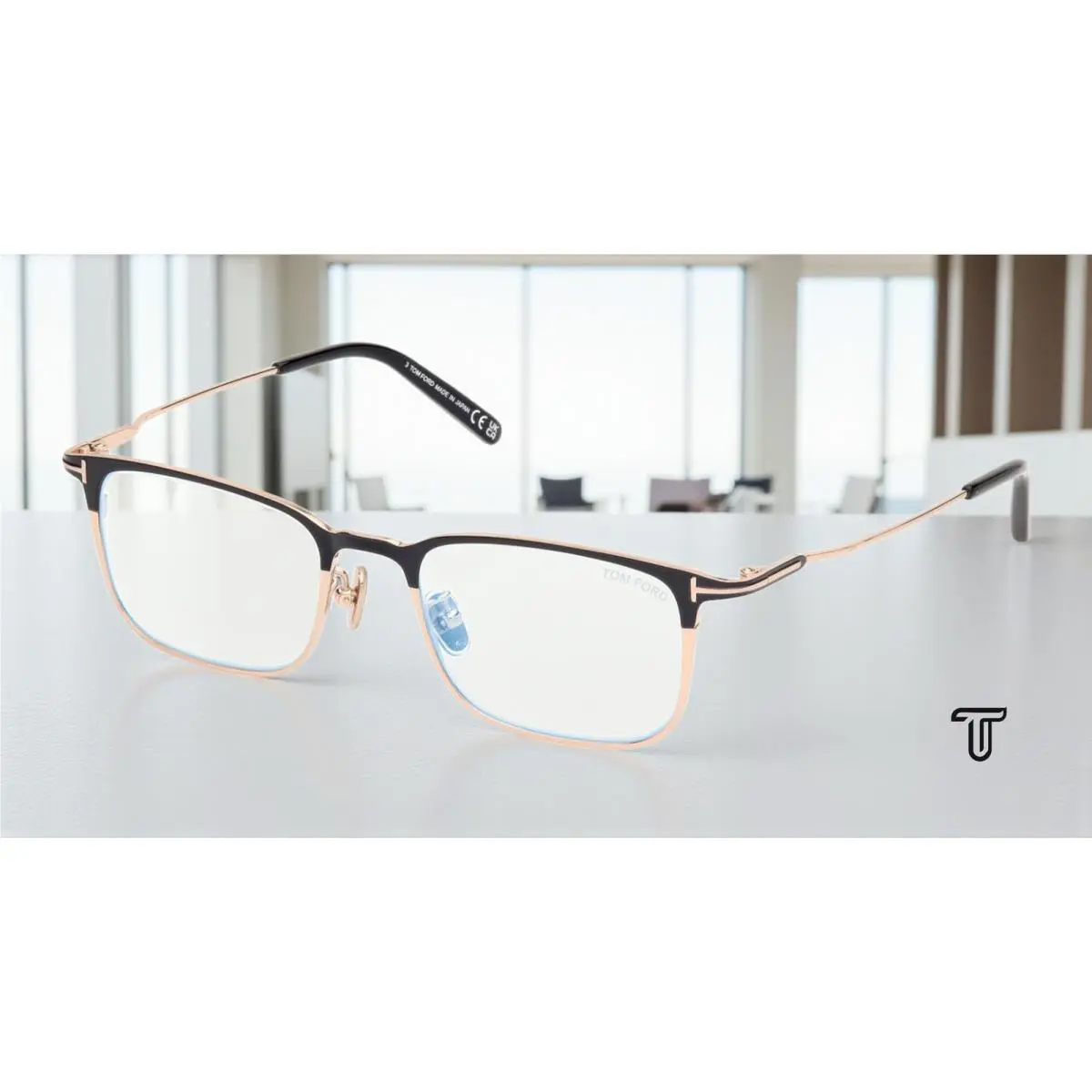 Tom Ford FT5929 D B 001 Titanium Black Blue Block Lens 51 mm Men`s Eyeglasses