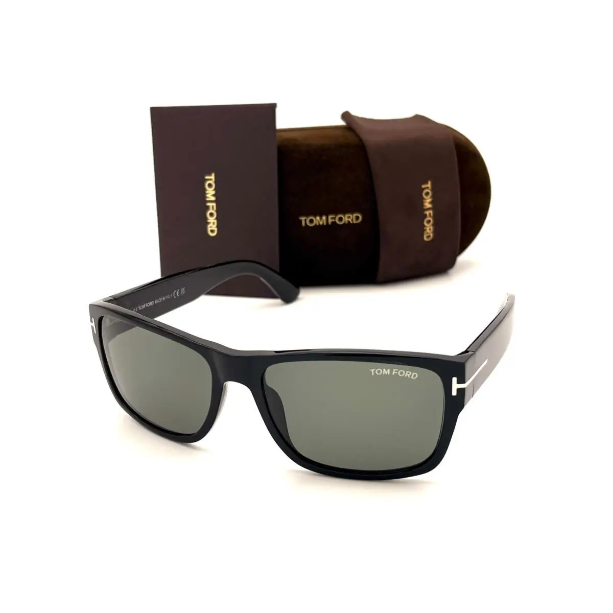 Tom Ford Mason FT0445 01N Sunglasses Black Frame Green Lenses 58mm - Frame: Black, Lens: Green