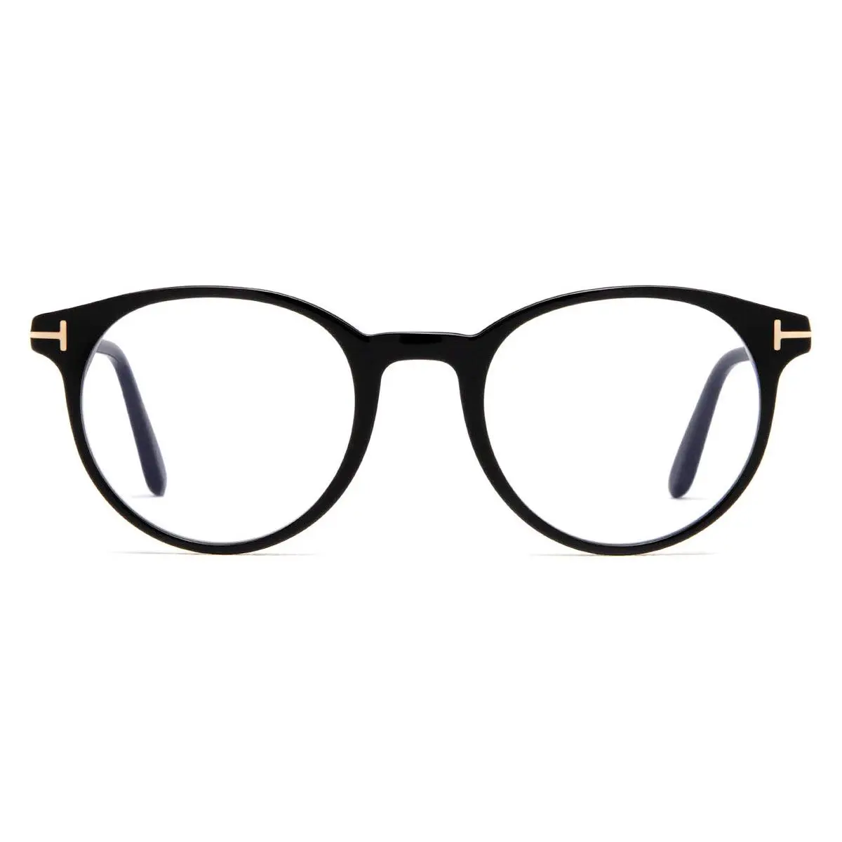 Tom Ford FT5695-B Eyeglasses Men Shiny Black Round 47mm