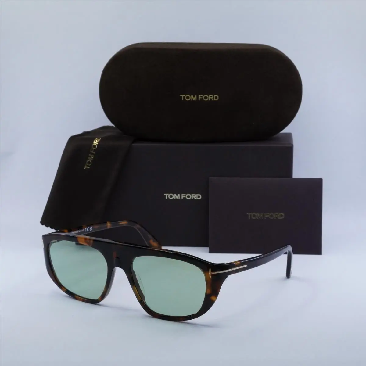 FT1002 52N Dark Havana/green Photochromic 58-17-135 Sunglasses by Tom Ford