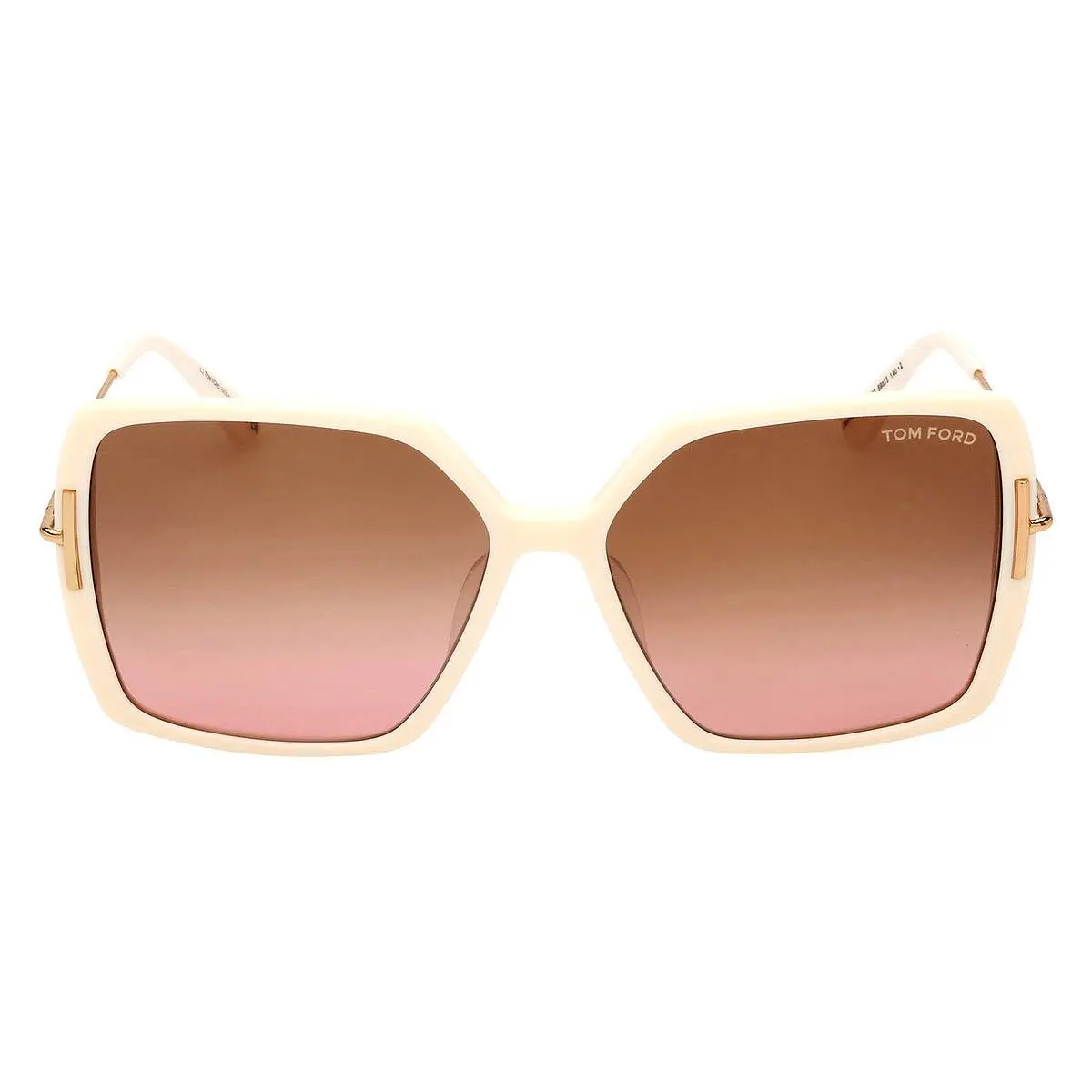 Tom Ford FT1039 Joanna Sunglasses Shiny Ivory/shiny Deep Gold/t Logo Amber 59mm