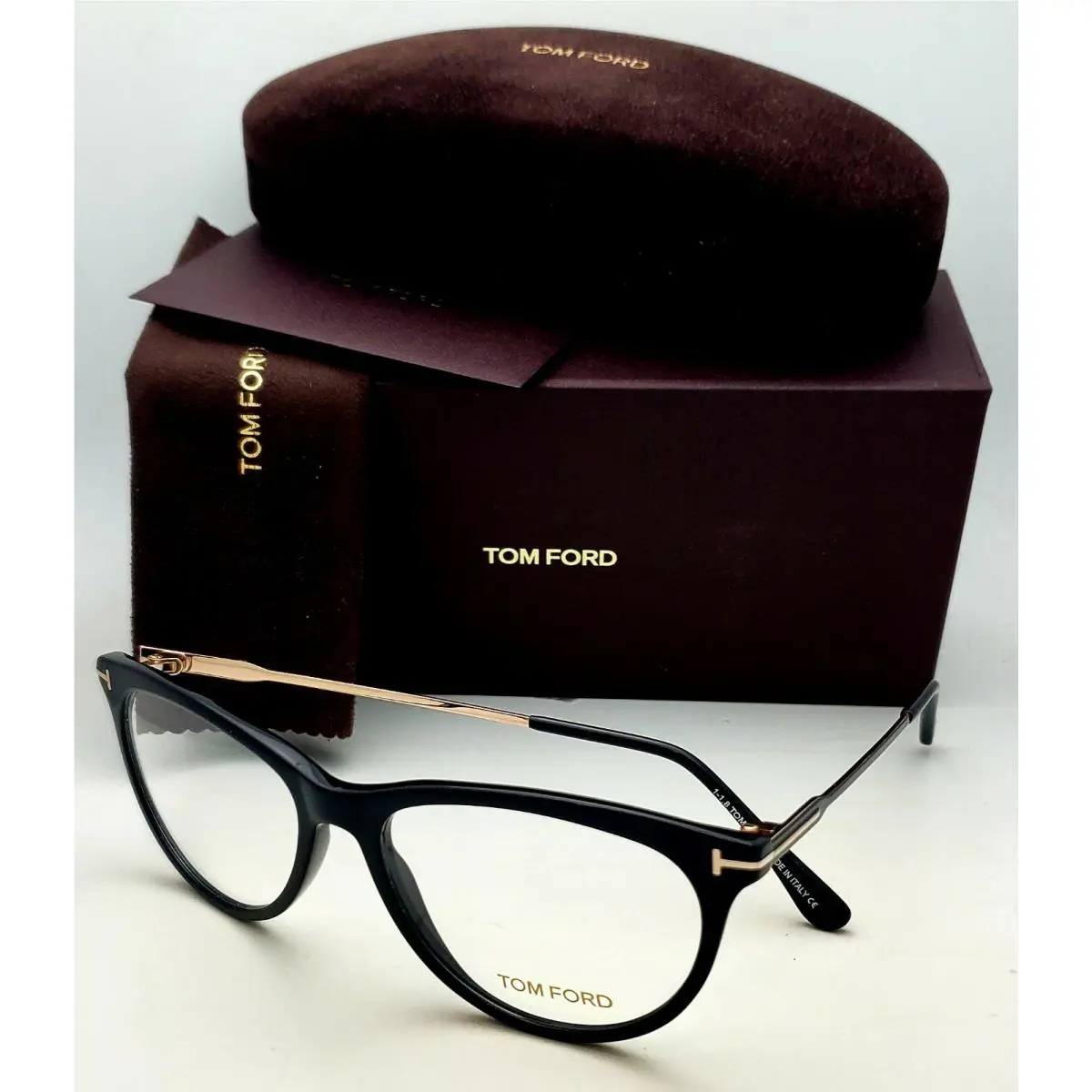 Rx-able Tom Ford Eyeglasses TF 5509 001 54-16 140 Black Gold Cat-eye Frames