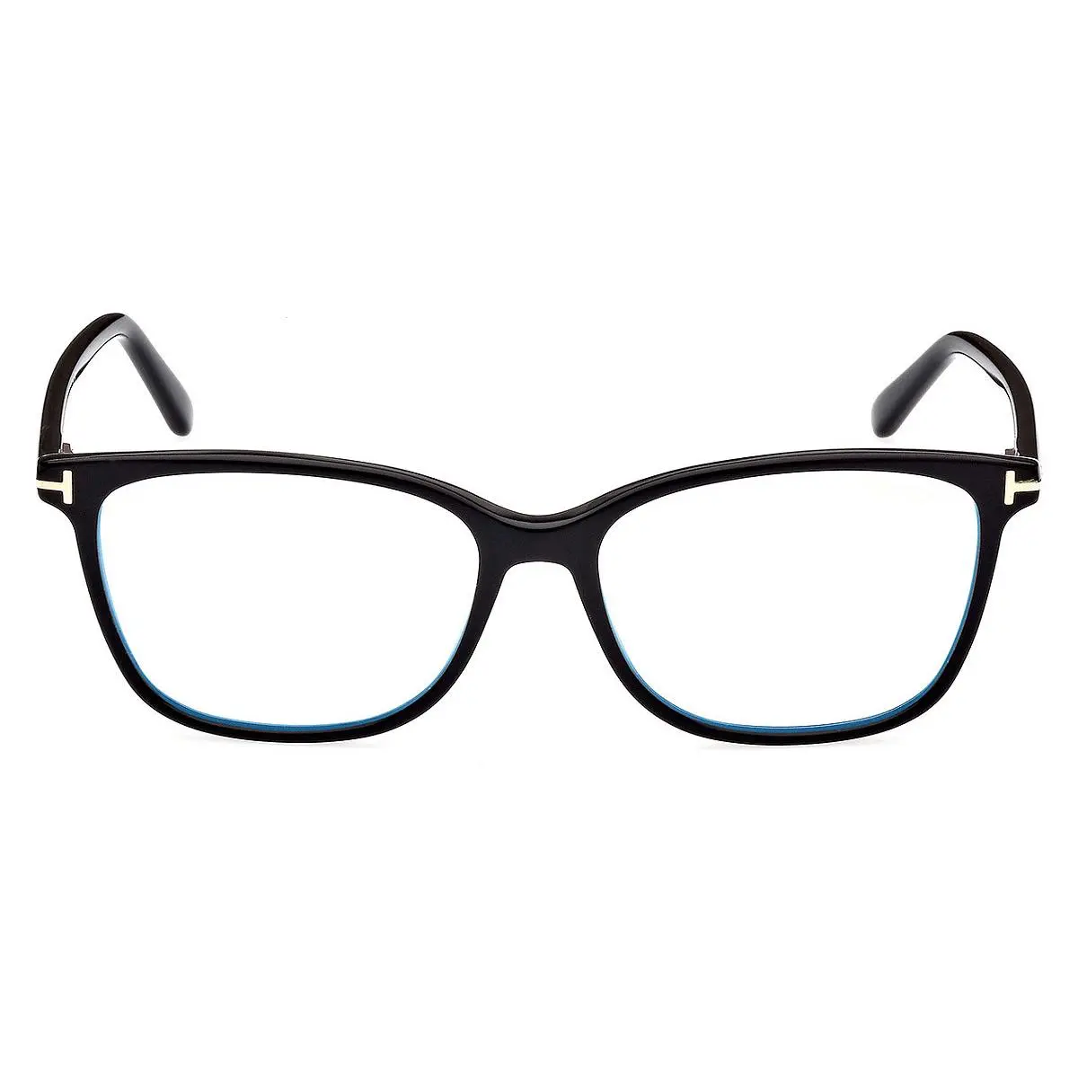 Tom Ford FT5842-B Eyeglasses Shiny Black/t Logo Blue Block 56