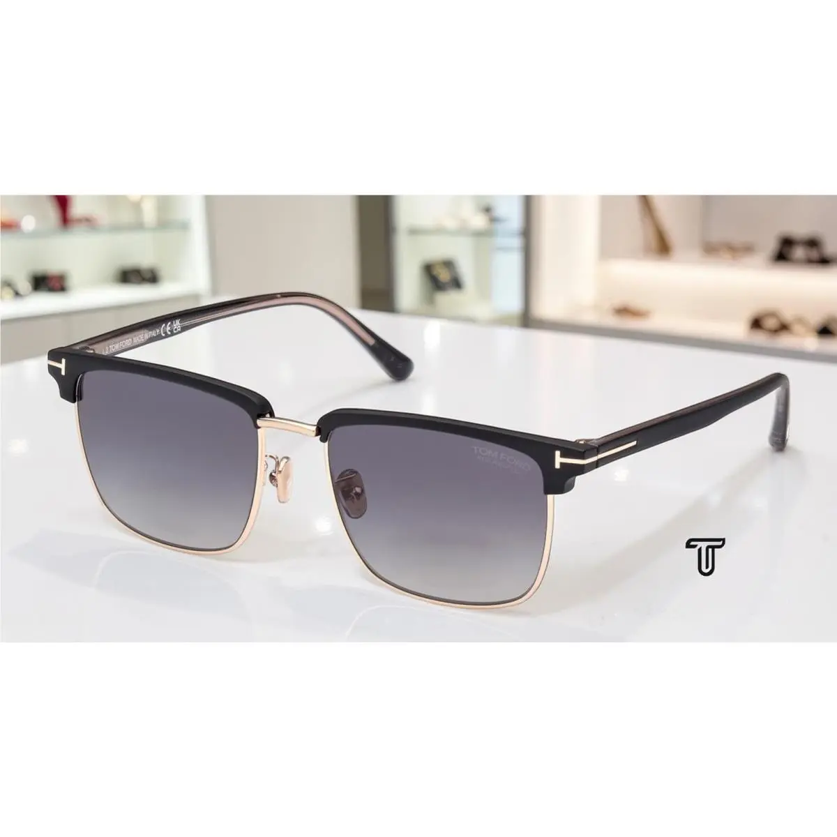 Hudson FT0997 H 02D Matte Black Smoke Polarized 55 mm Men`s Sunglasses by Tom Ford