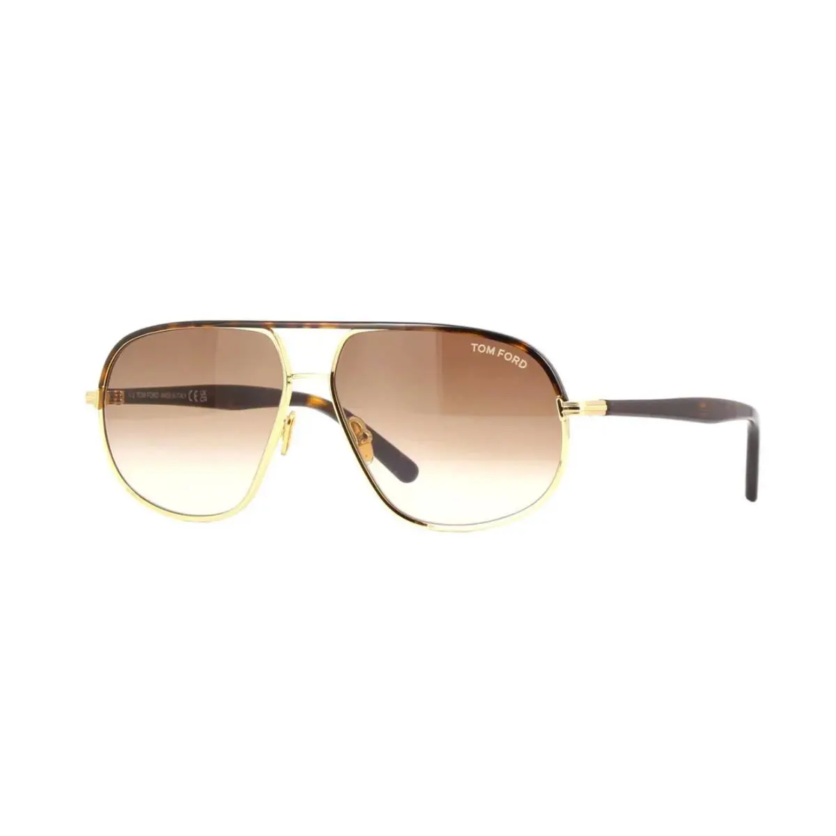 Tom Ford Maxwell FT 1019 Shiny Gold Havana/brown Shaded 30F Sunglasses - Frame: Shiny Gold Havana, Lens: Brown Shaded
