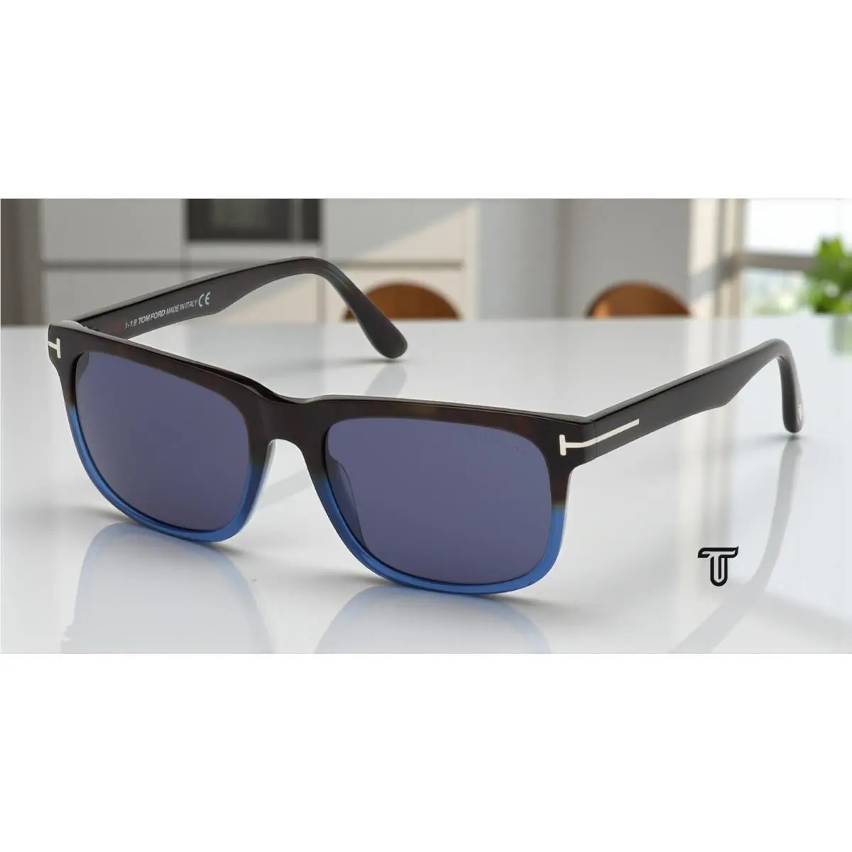 Tom Ford Stephenson FT0775 55V Color Havana Blue Plastic 56 mm Men`s Sunglasses