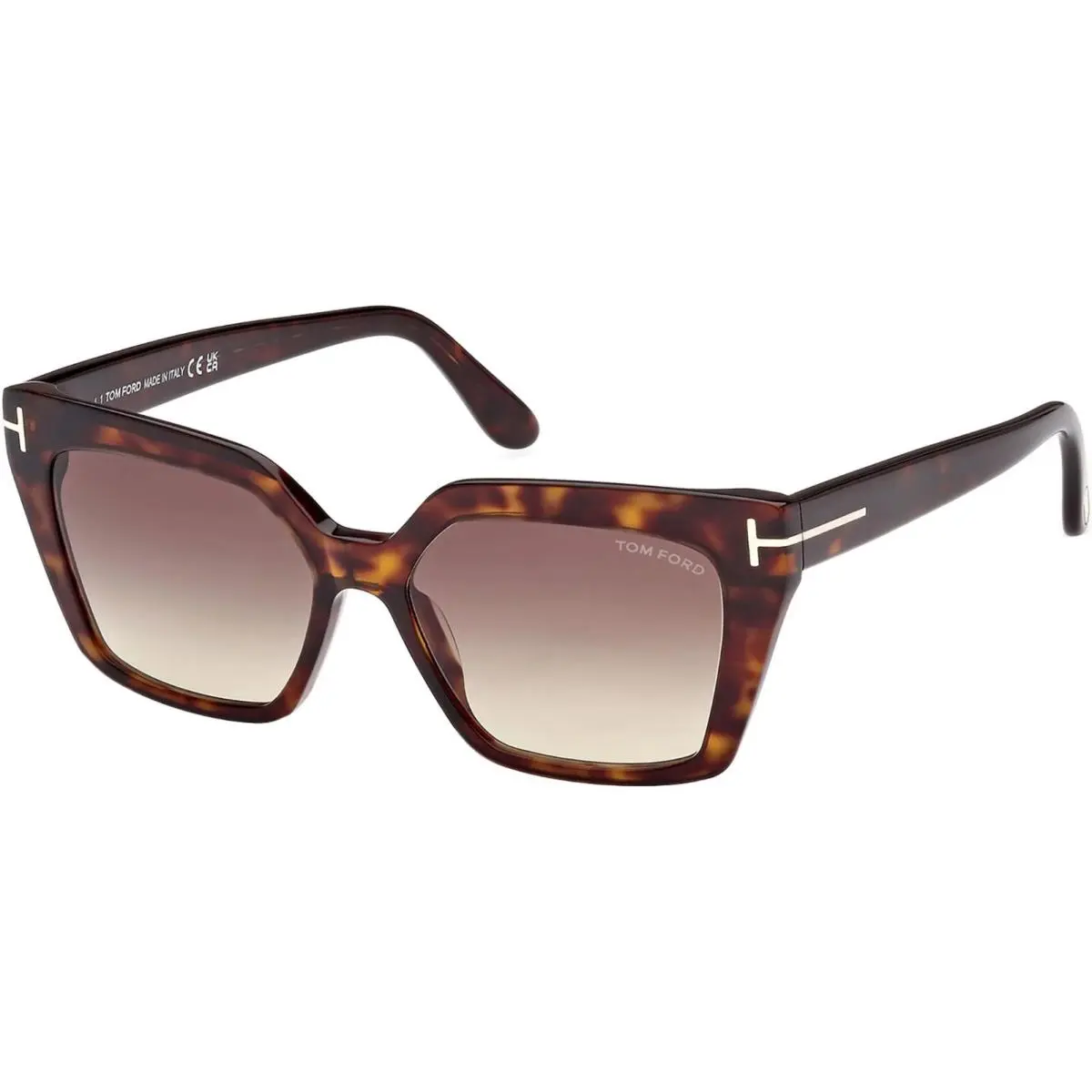 FT1030 52F Shiny Dark Havana/ Gradient Brown Lenses 53 MM Sunglass by Tom Ford