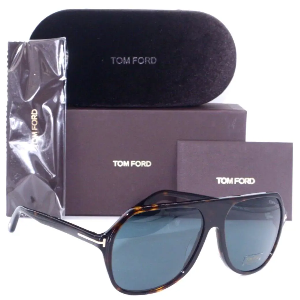 Tom Ford TF 934 52V Hayes Aviator Havana W/blue Lens Sunglasses 59-14 - Frame: POLISHED HAVANA, Lens: Blue
