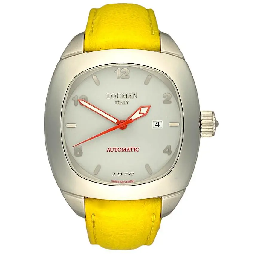 Locman 1970 Swiss Automatic Movement Sapphire Men`s Watch Gray W/r 5 Atm 47mm