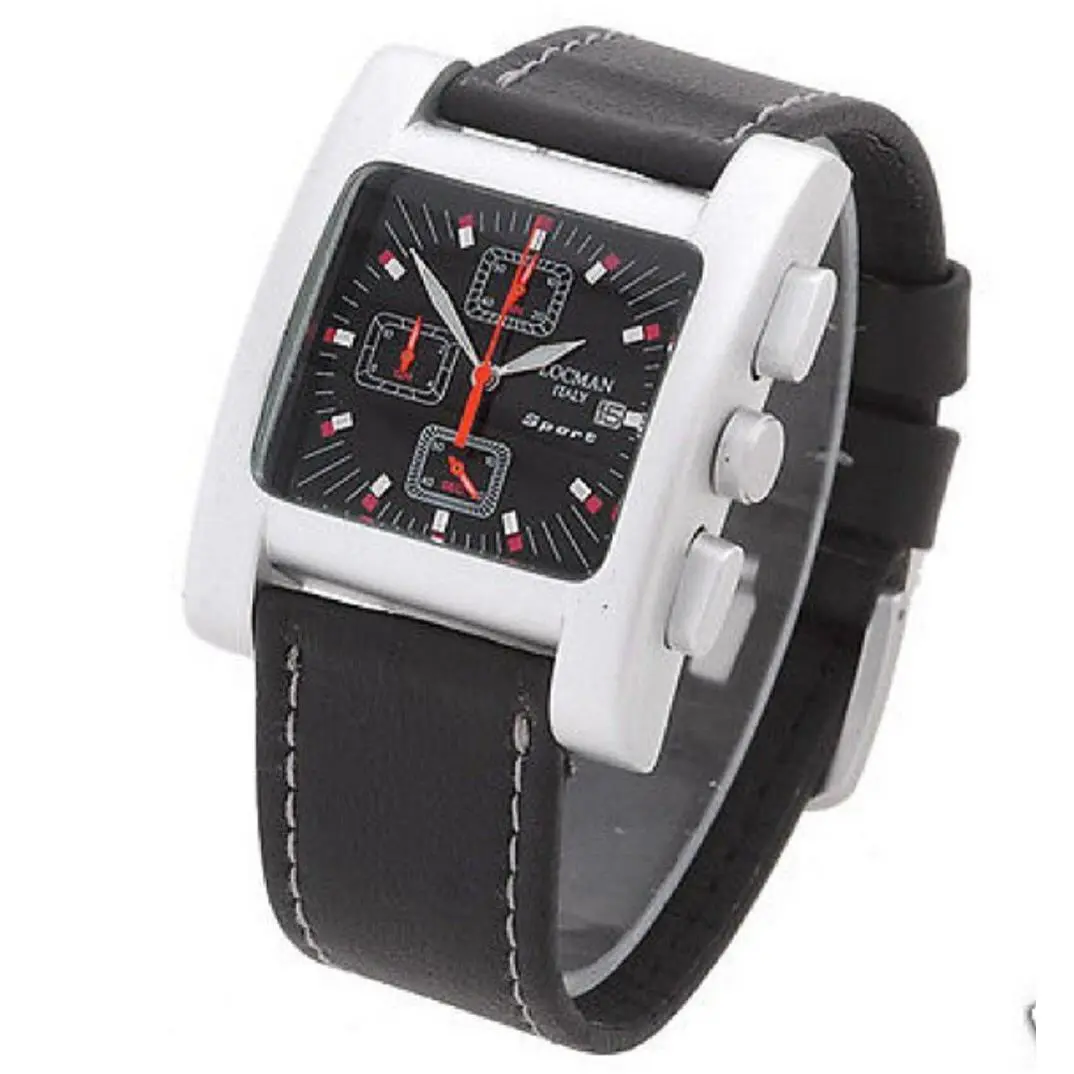 Locman Italy Sport Quadrato 428 Men`s Chrono Black Dial Watch
