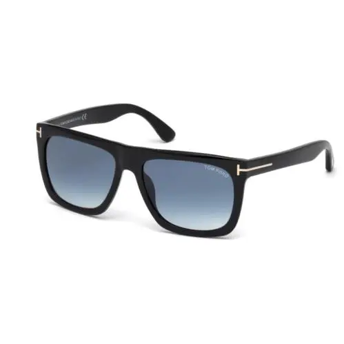 Tom Ford FT0513 Morgan 01W Shiny Black/blue Gradient Square Unisex Sunglasses - Frame: Shiny Black, Lens: Blue